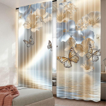 2 tk Lilleline Kardin Loodusteema Metslilled Monarh Liblikad Liilia J&auml;rvel Teraapia Spaa Sobib Elutuppa Ja 51x82in(130x210cm)