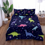 Dinosauruse Kosmose&ouml;&ouml; Tekikoti Komplekt King Queen Double Full Twin &Uuml;hekohaline Suurus Tumesinine Voodipesukomplekt 200x230cm