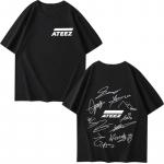 2025 ATEEZ maailmaturnee b&auml;ndiliikmete autogrammidega ja geomeetrilise seljaprindiga T-s&auml;rk meestele naistele puuvillane suvine unisex topid Ins Y2k L
