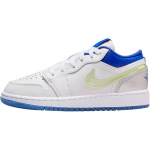 Jordan 1 Low Taevas pole piir (GS) Laste tennised Valge Varsity-Sinine Neoonroheline HJ9955-100 37.5