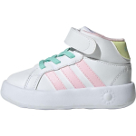 Adidas Grand Court S&uuml;nteetiline nahk Mugavad Mitmek&uuml;lgsed Vastupidavad Keskmise k&otilde;rgusega K&otilde;nnisaapad Beebikingad Valge Roosa Kollane JR2580 27 white