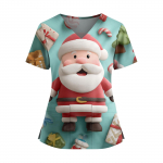 Naiste j&otilde;ulutr&uuml;kiga V-kaelusega top, topelt taskutega, l&uuml;hikeste varrukatega, l&otilde;hikuga &auml;&auml;rega, vormiriietus ja hooldaja top XXL