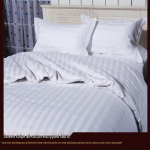 Puhas puuvillast satiinriibuline tekikott - Hotellikvaliteet, Lumivalge, 100% puuvill 160x210