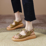 Naiste kingad Sandaalid Ehtsast nahast Rooma lamedad jalan&otilde;ud Nahast Med kingad vabaaja 4 cm lehmanahast kingad 39 kollane