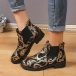 Prinditud Butterfly vabaaja naiste saapad 2024, uus kandiline kand, elastsed r&otilde;ngad, suurte l&uuml;hikeste varrukatega moodsad saapad 36