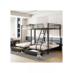 Kolmekordne narivoodi - MUVOE - Muudetav 140x200 ja 90x200 - Must - Sahtlitega - Metall must
