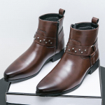 Mood Uus Mood Meeste Teravaotsalised Punk Neetidega Chelsea Mootorratturi Pahkluusa Saapad Meeste Disainer Vabaaja K&otilde;rge S&auml;&auml;rega Platvorm Kingad Zapatos Hombre 38