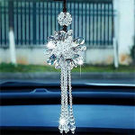 S&otilde;iduki Ripats Peegli Kaunistus Auto Kristall Ripuv Ornament V&otilde;lu Kaunistus Kristall Aksessuaarid Kott Peegli Ripats (Valge) 25x6.5cm