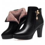 Mood Naiste k&otilde;rged kontsad Pehmest nahast poolsaapad S&uuml;gistalvised platvormid Palusaapad Br&auml;nd Fashion Point Toe Keskmise kontsaga puuvillased kingad 35(Foot22.5cm)