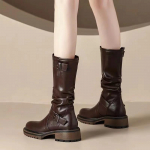 Naiste saapad P&otilde;lvek&otilde;rge platvorm naastudega Kevadsuvi Knight Combat Gooti elegantne keskmise kontsaga naiste kingad mootorratta jalatsid 35