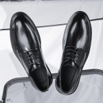 Mugav Mansi kontorikleit &auml;rikleit Nahast tasapinnaline meeste nahast pulmakingad 2024 Meeste nahast &uuml;mmarguse ninaga kummitalla kingad 46 must