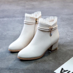 Moodne S&uuml;gis Talv Elegantne Keskmise Kontsaga Naiste L&uuml;hikesed Kingad Nahast Veekindlad &Uuml;marate Varvastega Naiste Pahkluukingad M&uuml;&uuml;k Uued Ankle Bootsid 40 white