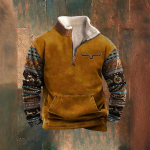 Meeste l&auml;&auml;nefliisist jakk Cowboy Bull Head Print Pullover 1/4 T&otilde;mblukuga Stand krae pikkade varrukatega Country dressipluusid Pullover mantlid 5XL