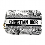 DIOR Paris Kaartide kollektsioon Kuldne riistvara L&otilde;uendist kott V&auml;ike suurus Naiste meigikott Must ja valge Basic Set (Bag + Dust Bag) valge/must