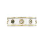 Gucci Ikoon Planeet Mesilane T&auml;ht Lukustuv Kahekordne G Muster L&auml;ikiv 18K Kuld Kunstlik Kivist S&otilde;rmus Unisex s&otilde;rmus Valge 527095-J8F76-8521 18
