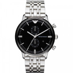 Emporio Armani Gianni XLarge Must H&otilde;bedane Roostevabast Terasest K&auml;ev&otilde;ru Meeste Kvarts Kronograaf AR0389 must