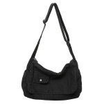 Jaapani Messenger Bag Moodne Lihtne Mitmek&uuml;lgne Suure Mahutavusega T&otilde;mblukuga Kott Retro L&otilde;uendist Messenger Bag Unisex Spordi Reisikott must