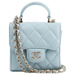 Chanel teemantmustriga nahast ketiga magnetilise pandlaga k&auml;ekott Lambanahast ja kuldmetallist Naiste Beebisinine Basic+Dust Bag beebi sinine v&auml;rv