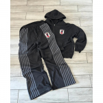 GLYDE Retro triibuline tikitud lukuga kapuutsiga dressip&uuml;kside komplekt Meeste kaheosaline komplekt Hip Hop tikitud &uuml;le suuruses dressipluus vabaajap&uuml;kste komplekt S
