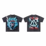 FlowStreet Streetwear Vintage Pesitud Teemant L&uuml;hike T-s&auml;rk Meestele &Uuml;mmarguse Kaelusega L&uuml;hikeste Varrukatega L&otilde;tv Puuvillane Kivist T-s&auml;rgid &Uuml;legabariidiline S