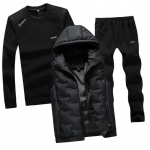 Mood s&uuml;gistalvine meeste spordi&uuml;likond kapuutsiga vest + kampsun + p&uuml;kste spordir&otilde;ivaste komplekt meestele L