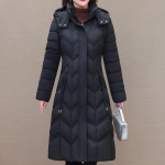Elegantsed pikad parkad naistele mantlid kapuutsiga paksud soojad keskea naiste talvemantlid 2XL must