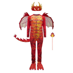 Laste leegidraakoni ratsaniku r&uuml;&uuml;tli kombinesoon tiibade ja maskiga kost&uuml;&uuml;m Cosplay kost&uuml;&uuml;m poistele dinosaurus tulehingav draakon Halloweeni kost&uuml;&uuml;m 110 red