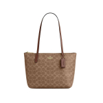 COACH Fiona 24 Br&auml;nditr&uuml;kiga Metallist Logoga T&otilde;mblukuga K&auml;ekott Ostukott K&auml;ekott Naiste tote Tume-pruun CBT18-IMXHE Gift Box Sets (Basic Set+Black Box) gray