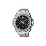 Casio G-Shock Series Kuuejaama Raadio laine P&auml;ikeseenergia Kvartsliikumine Roostevabast terasest rihmaga Kell Meeste kellad Must GST-W110D-1 Silver Strap