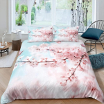 Kirsipuude &Otilde;ied Voodipesukomplekt Poistele T&uuml;drukutele Jaapani Stiilis Lilleline Botaaniline Tekikate &Uuml;heinimese King Sakura Lilled Tekikate 140x200cm
