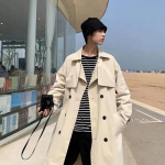 Kevad S&uuml;gis Meeste Trenchcoat Meeste Streetwear Tuulejakk Trenchcoat Mehed &Uuml;hev&auml;rviline &Auml;ri Vabaaja Lai L&otilde;ige Pikk &Uuml;ler&otilde;ivas M khaki
