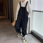 Sukap&uuml;ksid Jumpsuit p&uuml;ksid Meeste suvised kombinesoonid Jaapani lahtised rihmad vabaaja taskud Unisex Oversize t&auml;navariided Soliidsed meeste riided M must
