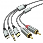Lightning-RCA kaabel Heli Aux-adapter, RCA-3,5 mm kaabel, USB C-2 RCA helikaabel, 3-&uuml;hes helikaabel autole, kodukinole, k&otilde;larile ja muule