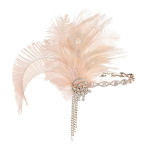 Rhinestone Elegantne Maskeraadi Peav&otilde;ru Tsirkoon Tutt Peen Sulgedega Peav&otilde;ru 1920ndate Pidu Retro Pruudi Peakate white