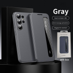 K&otilde;rge kvaliteediga &auml;ri nahast &uuml;mbris Samsung Galaxy S26 Ultra S25 S24 S23 S22 Plus S25FE Edge Flip Smart Display l&auml;bipaistva akna kattega Galaxy S26 hall v&auml;rv