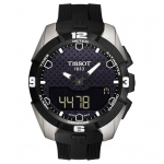 TISSOT puuteekraaniga seeria kvartsliikumine 100 meetrit veekindel kalendrin&auml;idik PVD-kattega antimagnetiline titaanist korpus kummirihm T091.420.47.051.00 must