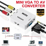 VGA-AV minikonverteri skaleri adapteri tugi 1080P VGA2AV-muundur arvutist teleriks HD arvutist teleriks NONE