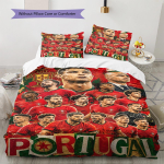 Portugali Rahvuskoondise Muster Voodipesukomplekt Tekikate Padjap&uuml;&uuml;r Kodu Dekoor Kingitus (1 * tekikott + 2 * padjap&uuml;&uuml;ri, ilma s&uuml;damikuta) 135x200cm