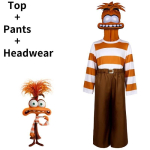 Unisex Inside Out 2 Cosplay Kost&uuml;&uuml;m Pehme Ja Hingav Suviseks Kandmiseks Anxiety ,110 orange