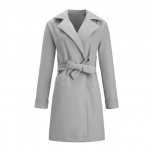 Naiste talvine villane pikk mantel Elegantne soliidne rev&auml;&auml;risegu mantel v&ouml;&ouml;jakiga S&uuml;gisvintage kontori daami Slim Fit naiste mantel S hall