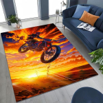 Motokrossi Dirt Bike S&otilde;itja Ala Vaip Sinine V&auml;rviprits Roheline Mootorratta Prindiga Libisemiskindel Ristk&uuml;likukujuline P&otilde;randamatt Biker Elutoa Dekoor 70x100cm( 27x39in )