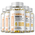 Vitamiin A 10000 R&Uuml; (3000 mcg RAE) 120 pehmet kapslit &mdash; N&auml;gemise tugi, Immuuns&uuml;steemi tugi, Igap&auml;evane heaolu 120*5