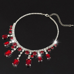 Klassikaline naiste elegantne Drop Crystal Choker kaelakee Naiste Statement kaelakeed ja ripatsid Kingitus punane
