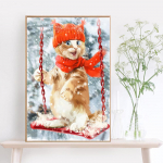 T&auml;isruudukujuline Teemantmaaling Loomade Kass 5D Teemanttikandid Teemant Kodukaunistuse kingitus 20*25 cm