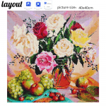 Huacani isetegemise teemanttikandid puuviljad 5d t&auml;isruudu teemantmaaling lilledega kivikivid 20*20 cm