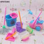 1komplekt 9tk mininuku tarvikud kodupuhastusvahendid Barbie nukutarvikud laste hariv m&auml;nguasi mitmev&auml;rviline