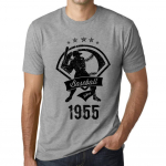 Meeste vintage T-s&auml;rk Graafiline T-s&auml;rk Pesapalli alates 1955. aastast Grey Marl XS kanarbiku halli v&auml;rvi