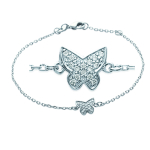 Les Tr&eacute;sors De Lily [K3861] - Bracelet Argent 'Papillon' blanc argent&eacute; (rhodi&eacute;) - 8x7 mm h&otilde;be