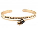 Les Tr&eacute;sors De Lily [P7981] &ndash; Roosa kullast terasest disainik&auml;ev&otilde;ru &bdquo;Messages&rdquo; (M&otilde;tle positiivselt ja j&auml;rgi oma unistusi) &ndash; 65 mm 6 mm &ndash; ristik 8 mm Heleroosa