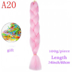 Ombre Braiding Hair S&uuml;nteetilised Juuksepikendused Patsidele 24'' 115g/P Afroheegeldatud juuksepaelad pikendused Pink Jumbo Braid
